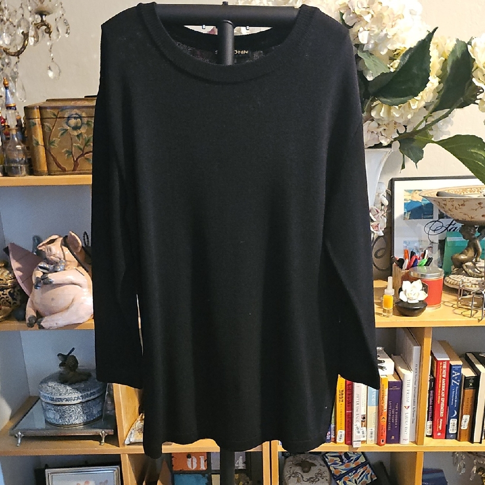 St. John Black Knit Long Santiago Sweater